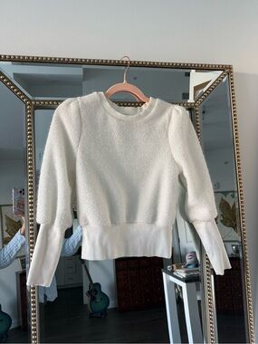 Habitual kids Cropped Cream Textured Puff-Sleeve Sweater